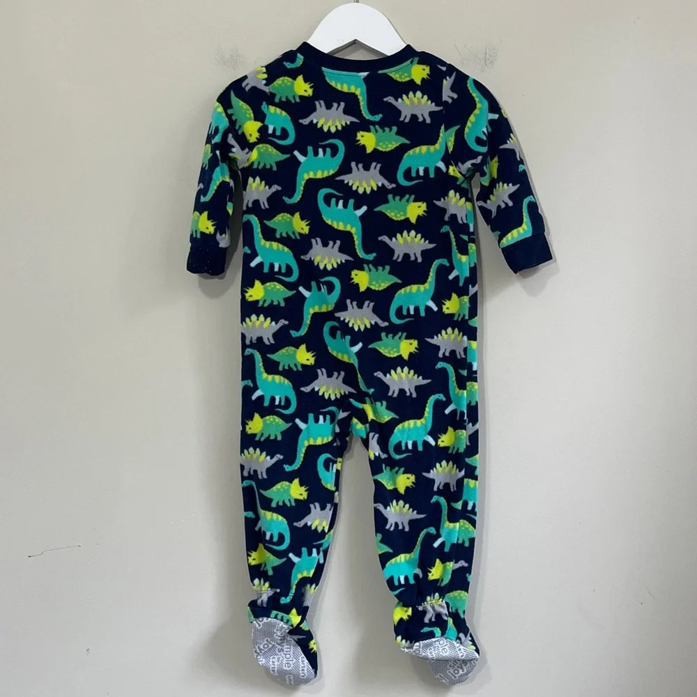 Simple Joys By Carter’s Baby Boy Zip Up Fleece Footed Pj’s Size 12 Months